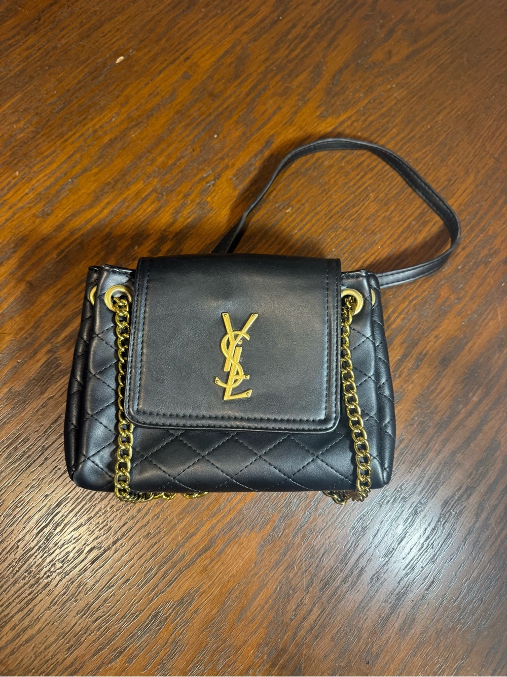 Saint Laurent Black Quilted Mini Bag with Gold Hardware